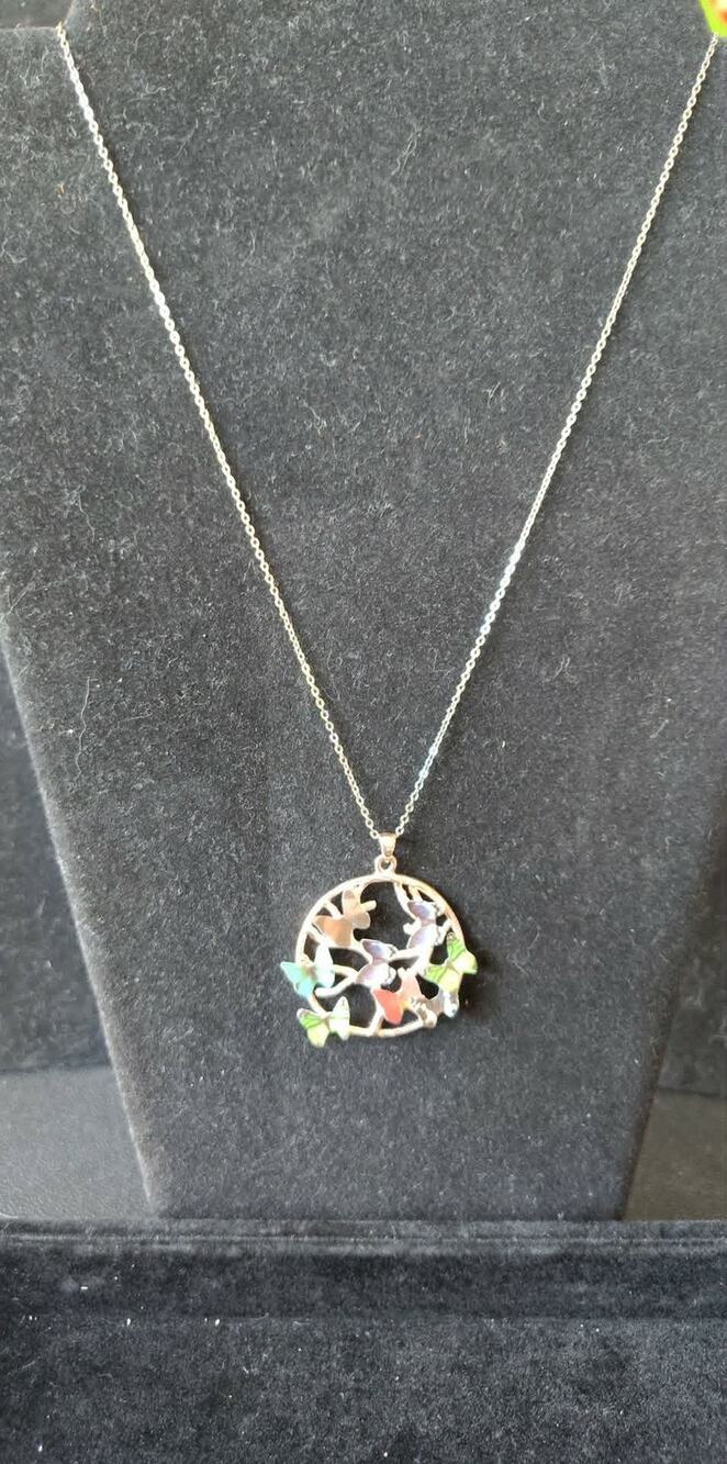 Sterling 925 Butterfly tree of life necklace 19", 2" extender